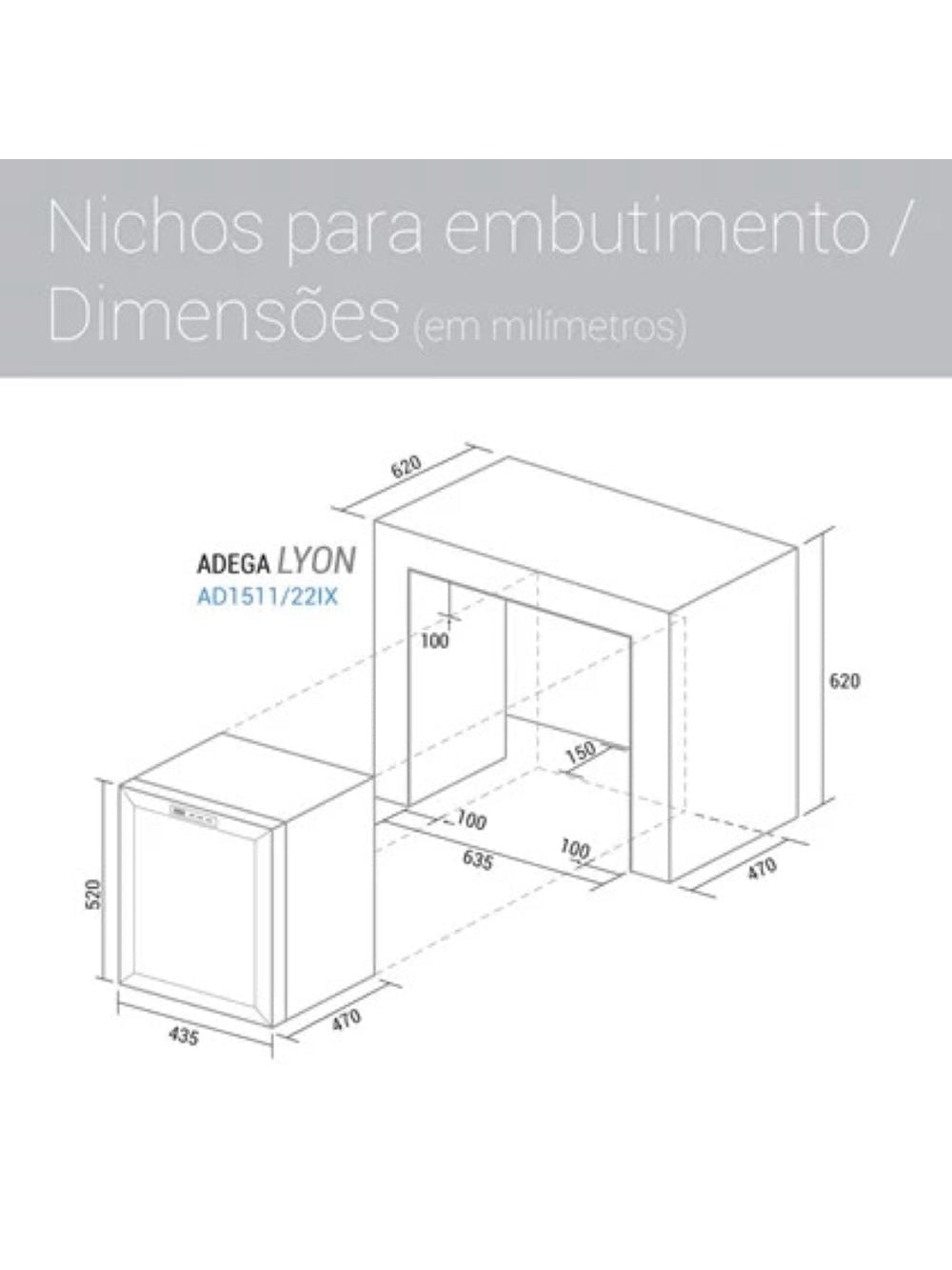 Adega Suggar Lyon 13 Garrafas Preta Inox 110V AD1511IX