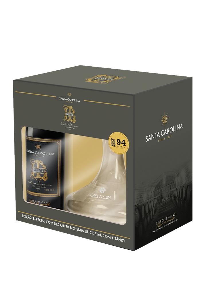 Kit Santa Carolina Reserva de Família Selected Casks Cabernet Sauvignon 750ml com Decanter de Cristal