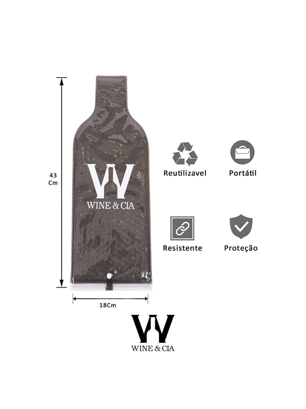 10 Wine Skin Fumê Para Transportar Garrafas De Vinho