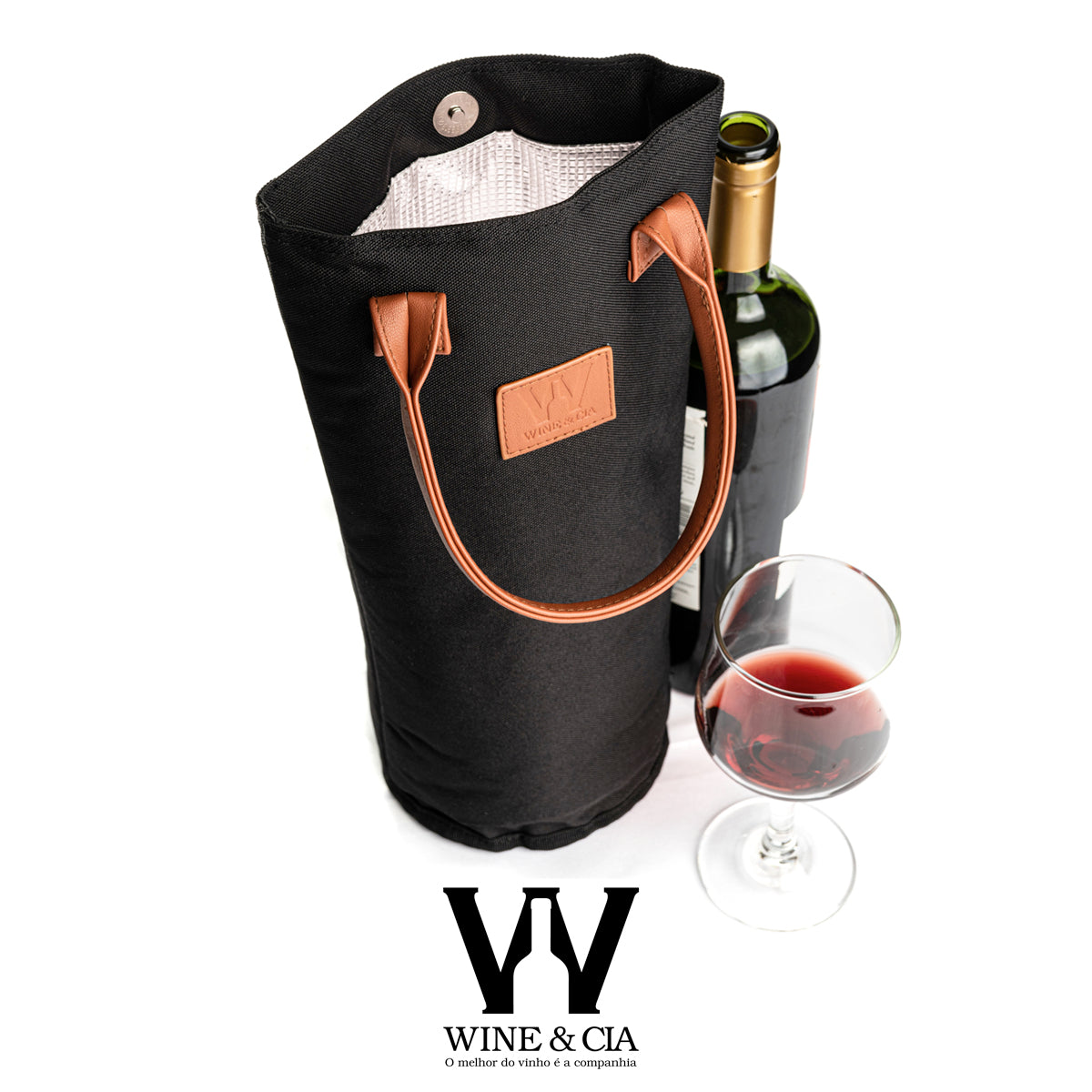Wine Bag Para 1 Garrafas de Vinho Termica Wine & Cia Preta
