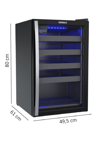 Adega Venax 7831 Piubella 24 Garrafas 100 Litros Abertura Para Direita Preta