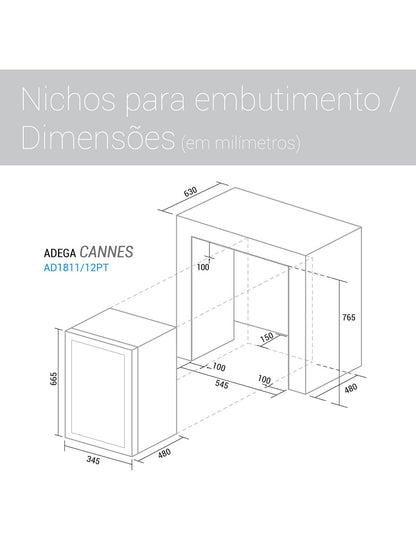 Adega Suggar Cannes 18 Garrafas Preta 110V AD1811PT