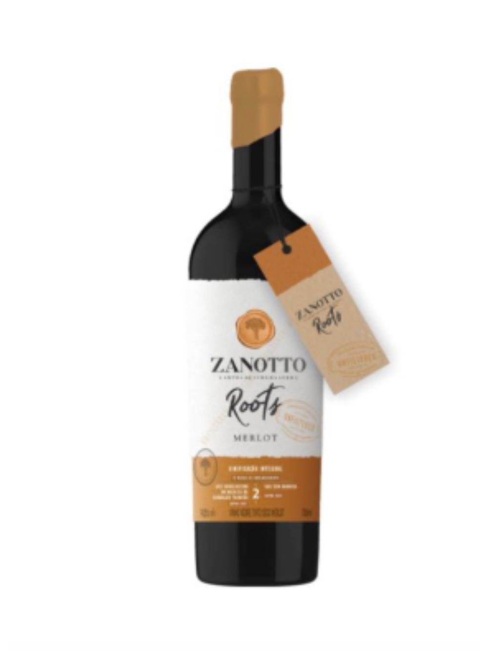 VINHO ROOTS MERLOT VINIFICACAO INTEGRAL ZANOTTO 750 ML