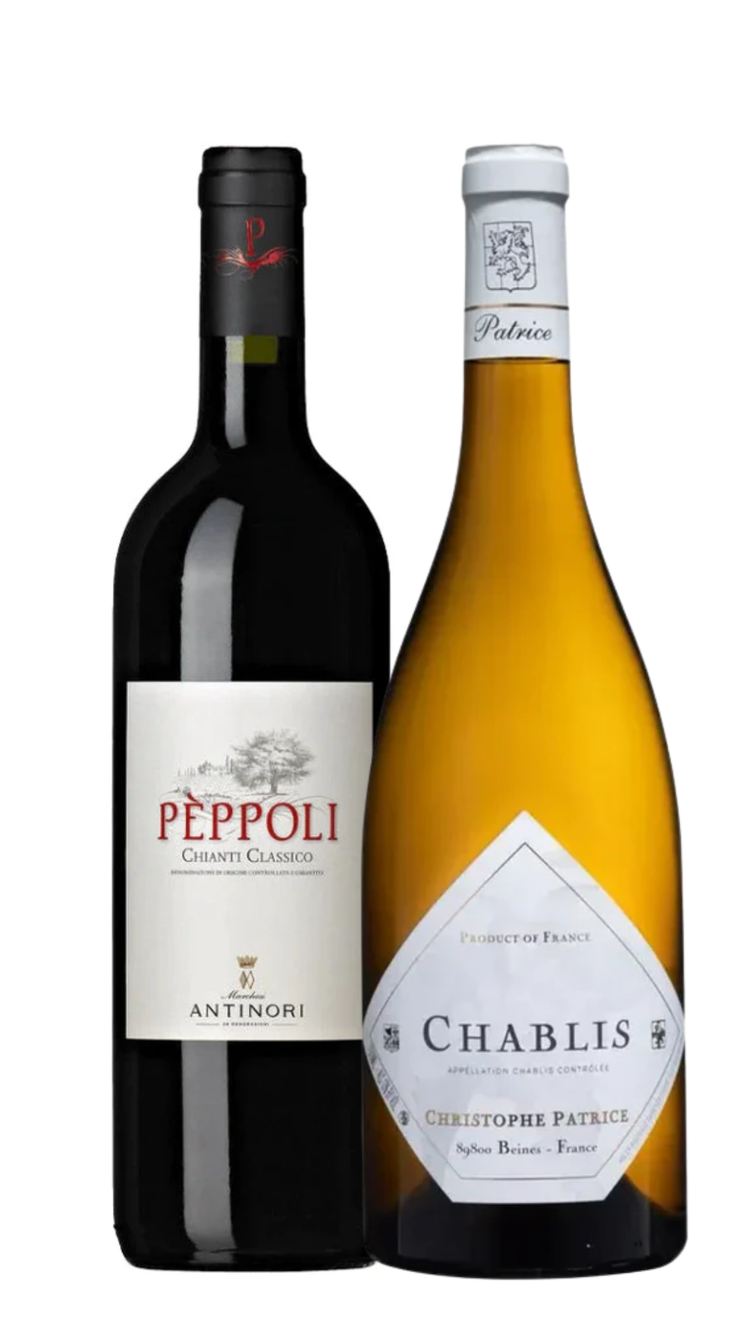 Dupla Clássicos: Chianti Peppoli + Chablis Christophe Patrice