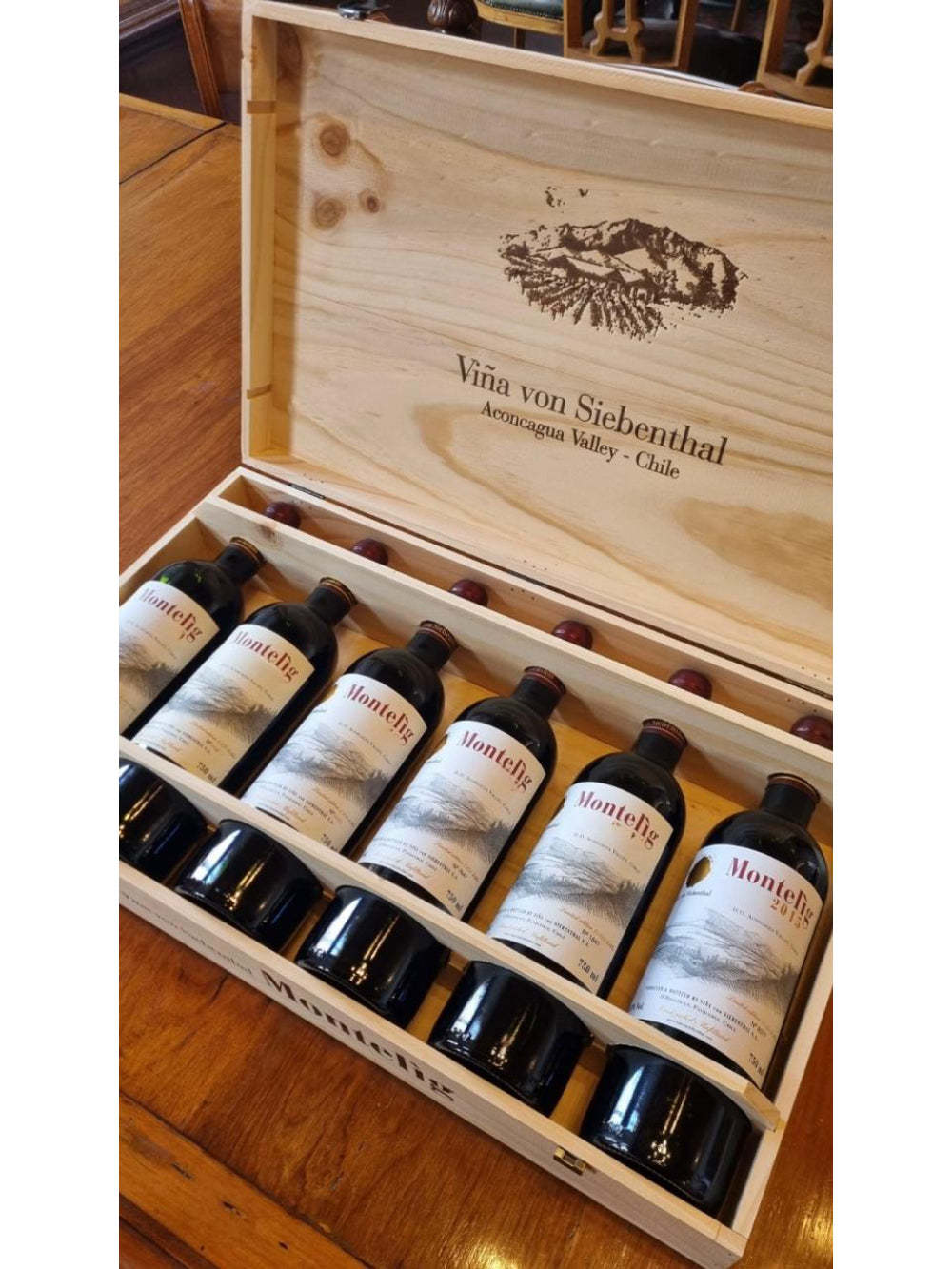 Kit 6 Garrafas Montelig 2015 + Caixa de Madeira