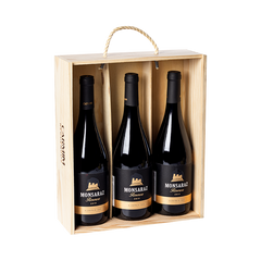 Kit Vinho Tinto Português Carmim Monsaraz Reserva com 3 Garrafas 750 ml em Caixa de Madeira 2022