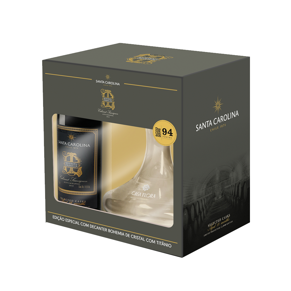 Kit Santa Carolina Reserva de Família Selected Casks Cabernet Sauvignon 750ml com Decanter de Cristal