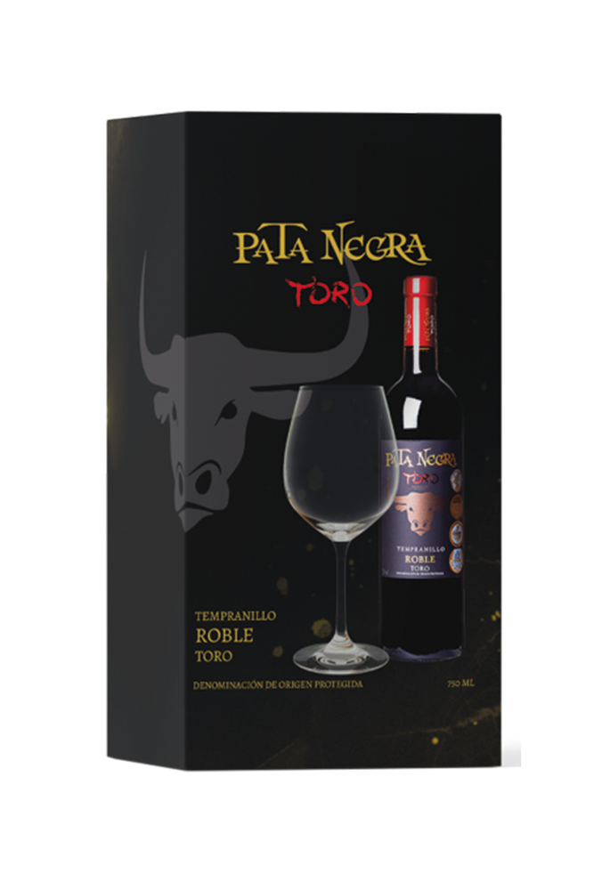 Kit Vinho Tinto Espanhol Pata Negra Toro 750ml + Taça de Cristal