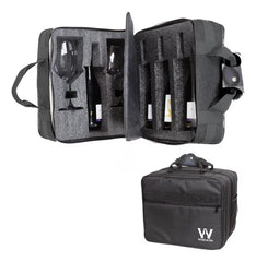 Mala Com Espuma Protetora EZ Trip Preto 4 Garrafas e 2 Taças