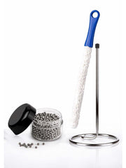Kit Para Limpeza - Bolinhas De Aço, Escova Flexível E Suporte Para Decanter