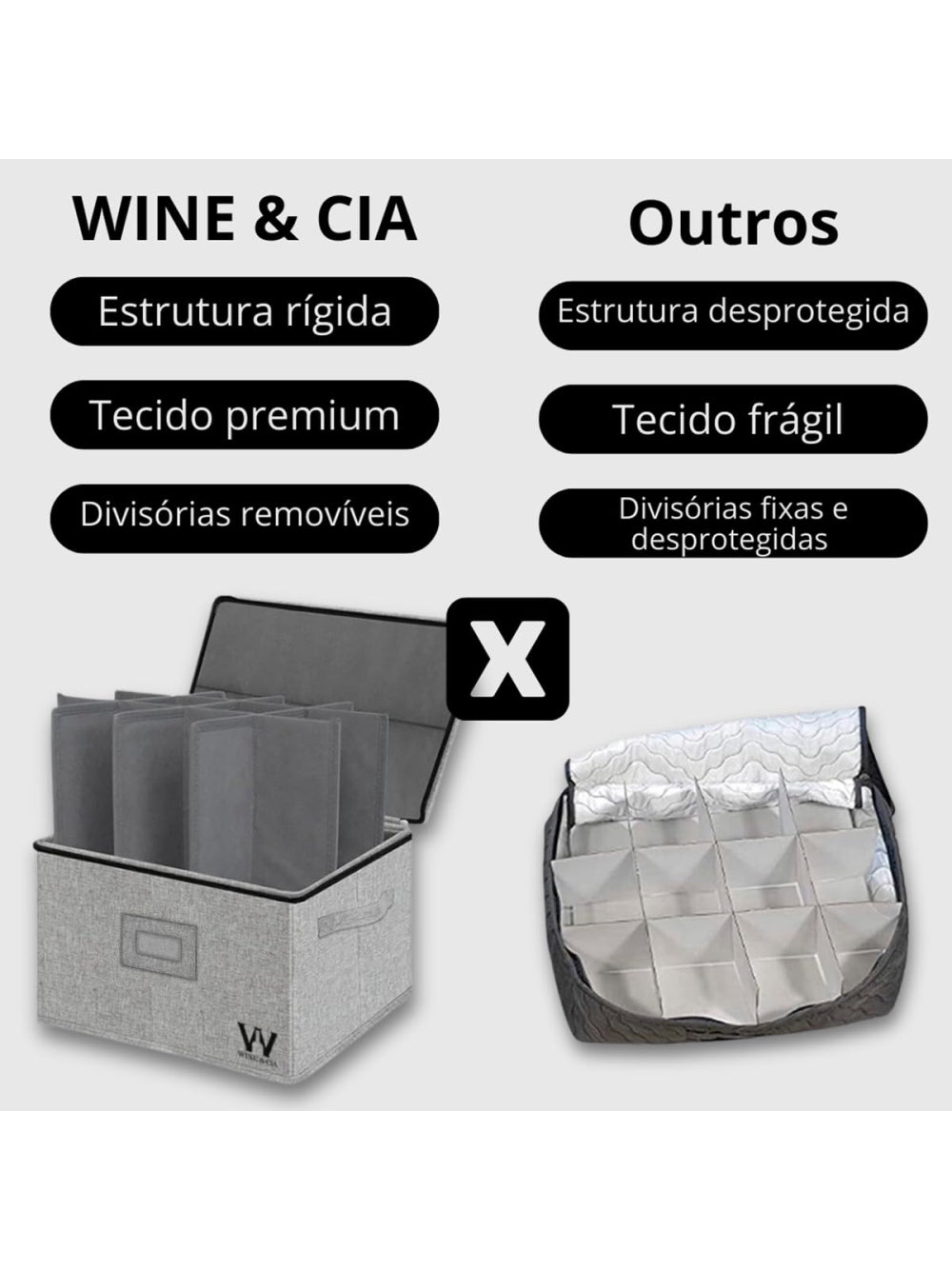 Box Degusta - 12 Taças Cor Cinza