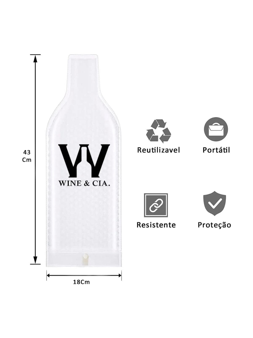 5 Wine Skins Transparente Para Transporte de Garrafas de Vinho