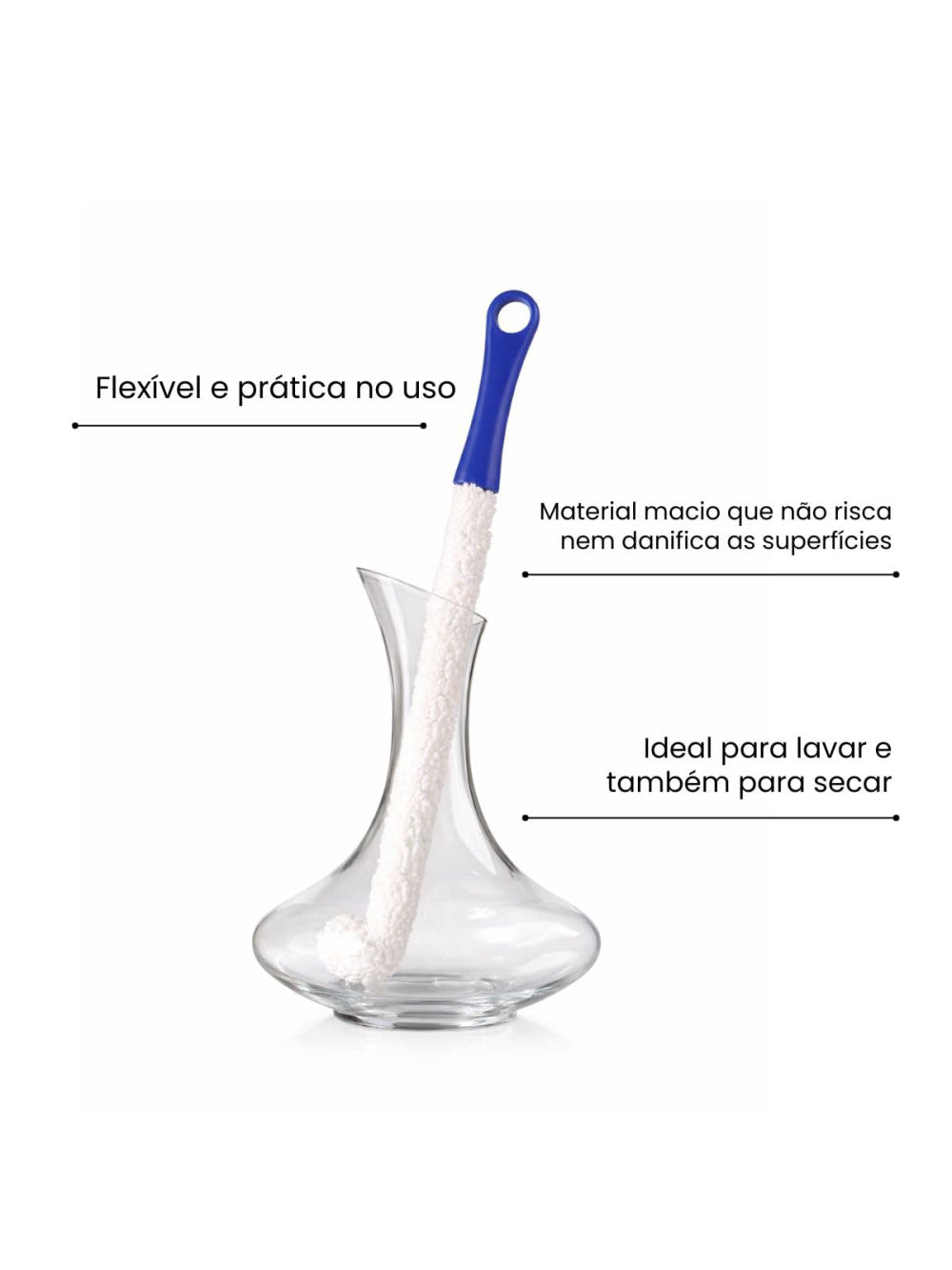 Kit Para Limpeza - Bolinhas De Aço, Escova Flexível E Suporte Para Decanter