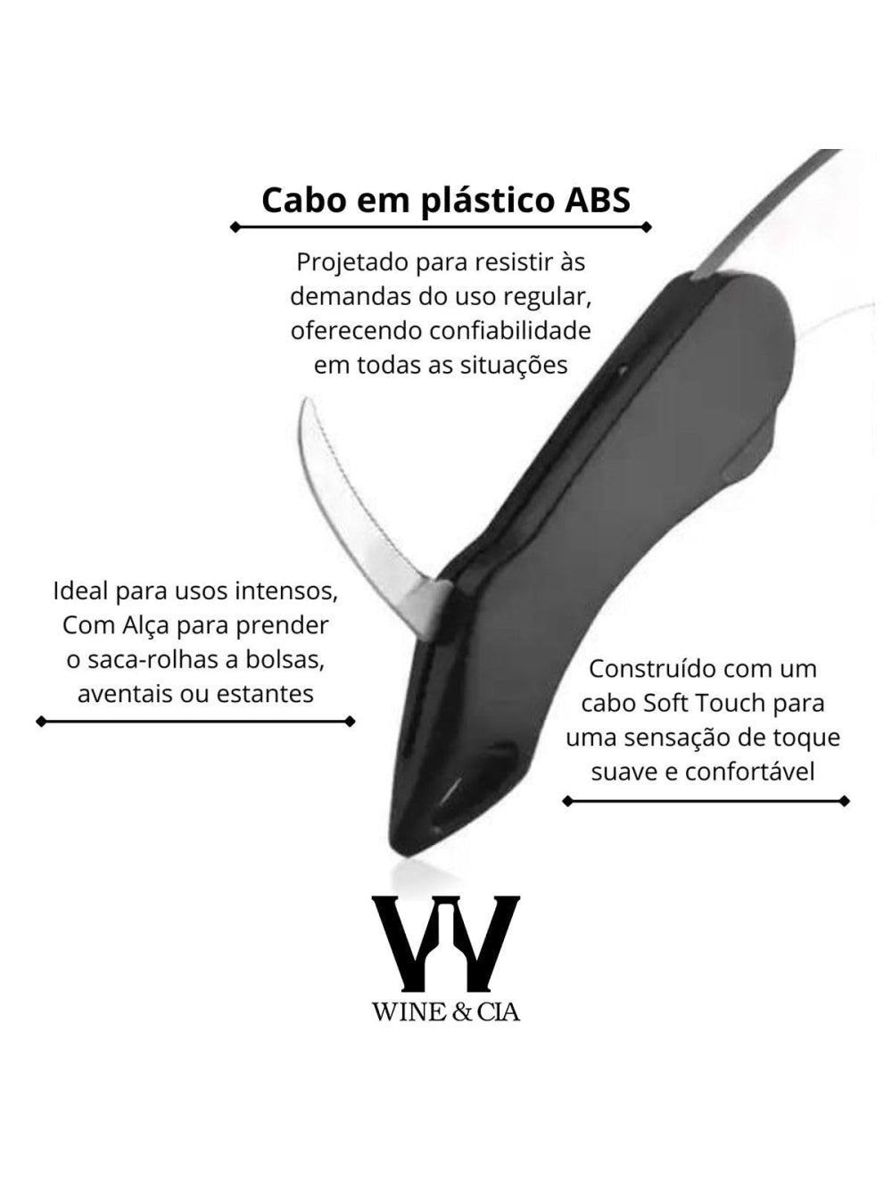 Abridor De Vinho Profissional Cabo De Plástico