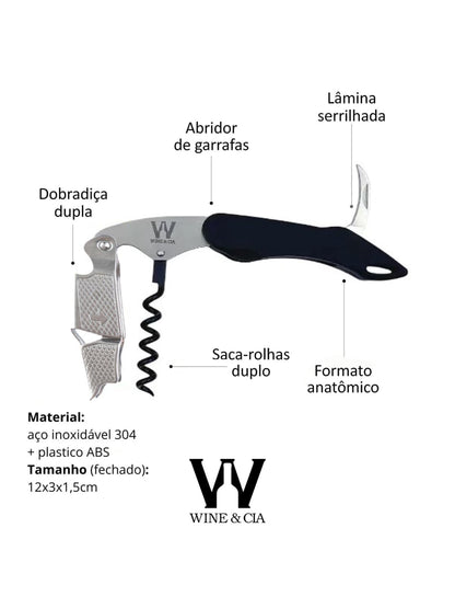 Abridor De Vinho Profissional Cabo De Plástico