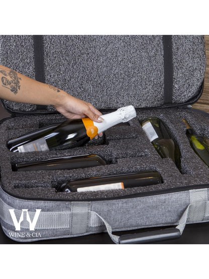 Mala Com Espuma Protetora - 6 garrafas Cor Cinza