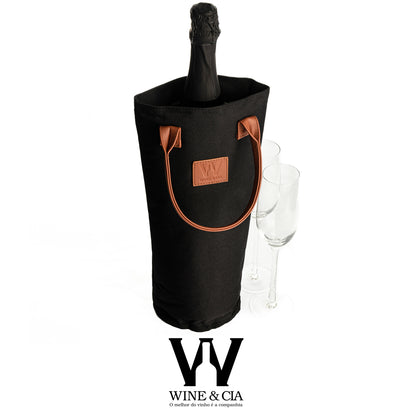 Wine Bag Para 1 Garrafas de Vinho Termica Wine & Cia Preta