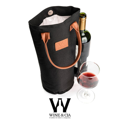 Wine Bag Para 1 Garrafas de Vinho Termica Wine & Cia Preta