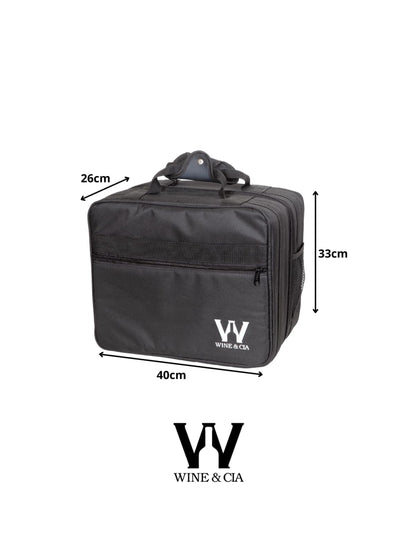 Mala Com Espuma Protetora EZ Trip Preto 4 Garrafas e 2 Taças