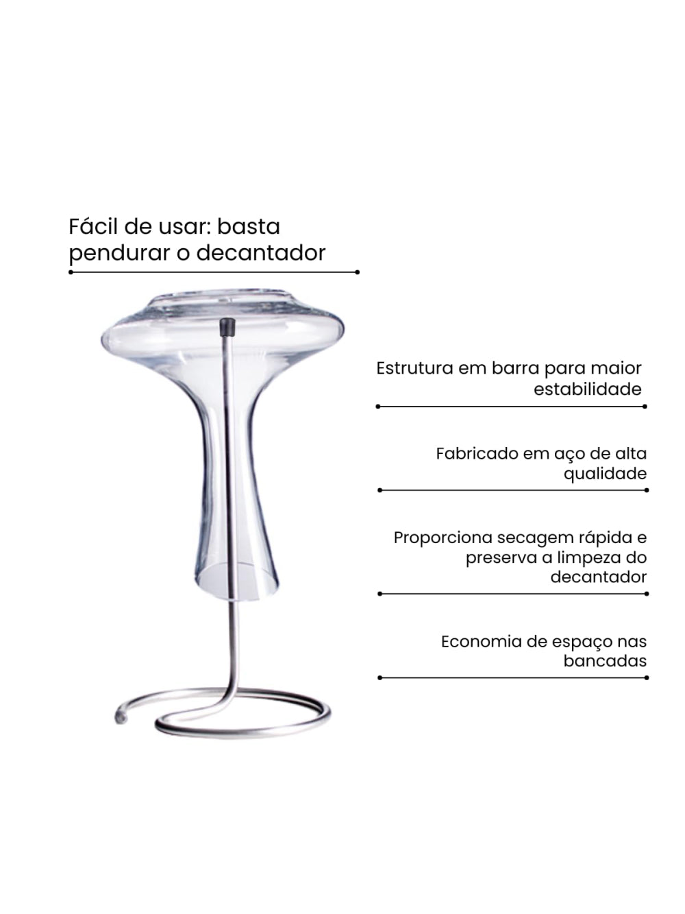 Kit Para Limpeza - Bolinhas De Aço, Escova Flexível E Suporte Para Decanter