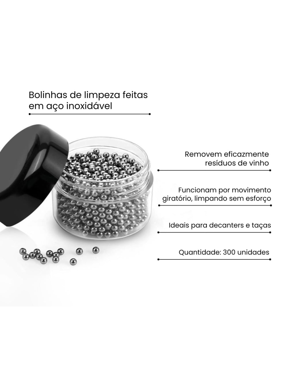 Kit Para Limpeza - Bolinhas De Aço, Escova Flexível E Suporte Para Decanter