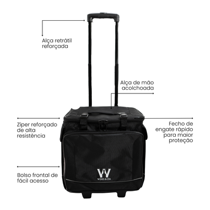 Bolsa Mala Com Rodas Para Transporte E Viagem De 12 Garrafas De Vinho