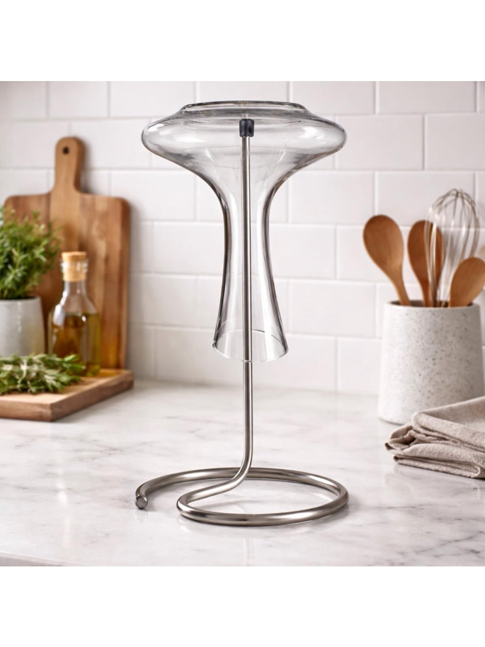 Kit Para Limpeza - Bolinhas De Aço, Escova Flexível E Suporte Para Decanter