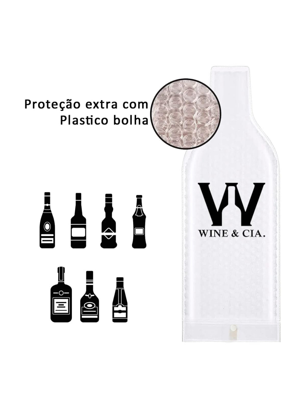1 Wine Skins Transparente Para Transporte de Garrafas de Vinho