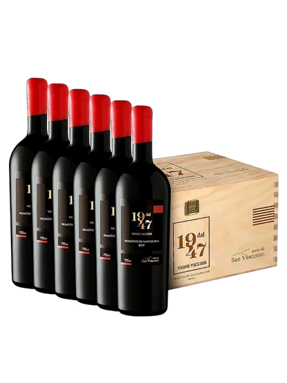 Kit 6 Vinhos Dal 1947 Primitivo di Manduria - Caixa de madeira