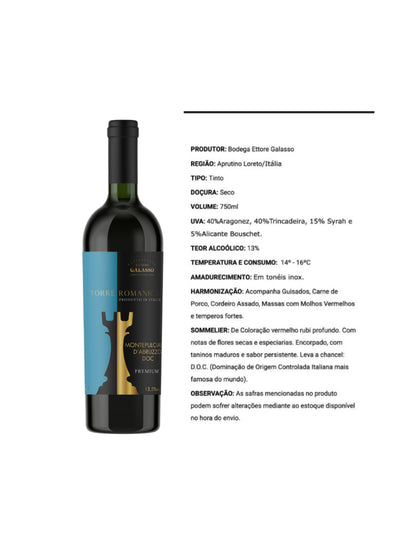 Torre Romanica Montepulciano Premium Tinto 750ml