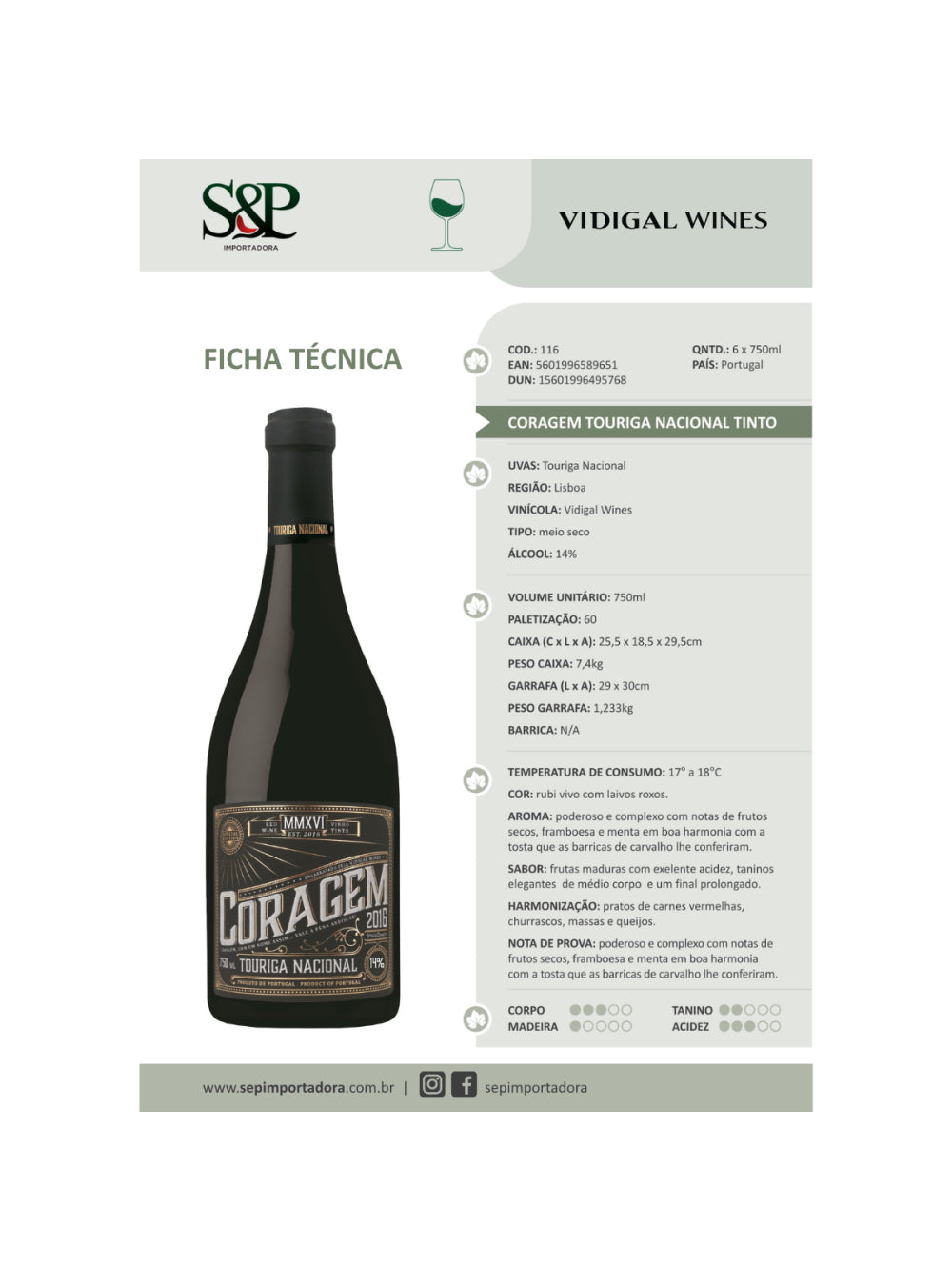 Coragem Touriga Nacional Tinto - Caixa com 6