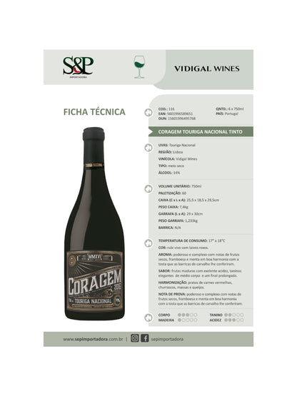 Coragem Touriga Nacional Tinto - Caixa com 6