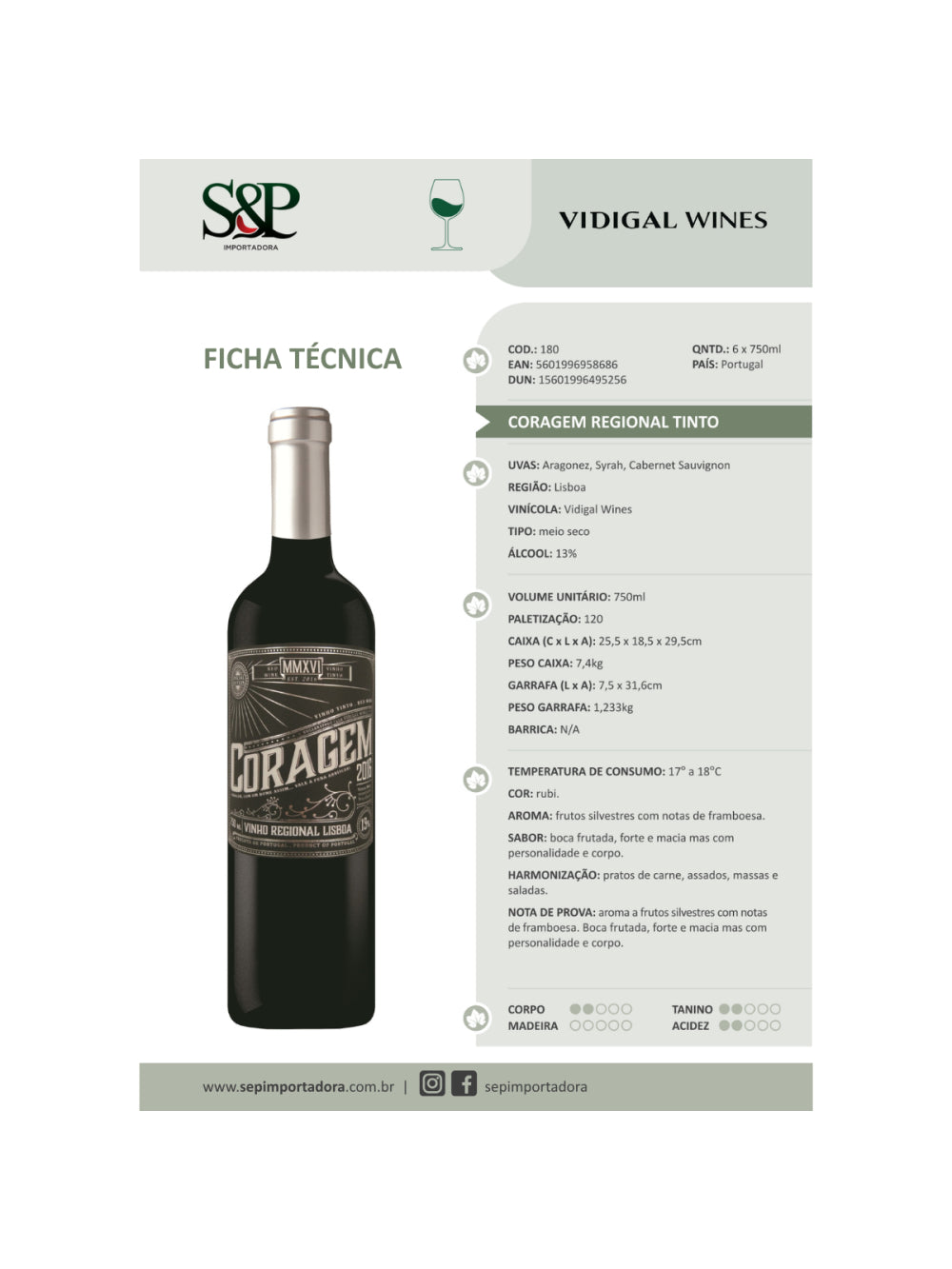 Coragem Regional Lisboa Tinto - Caixa com 6