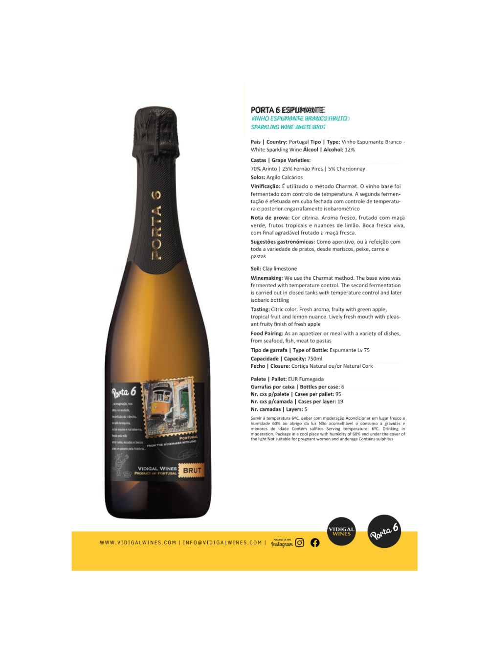Porta 6 Espumante Brut Branco - Caixa com 6