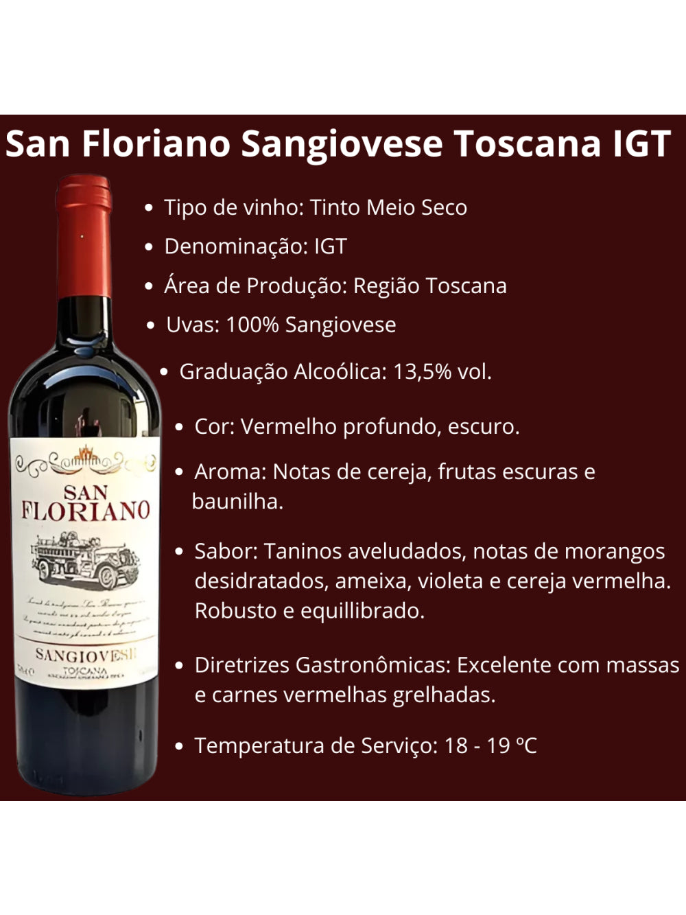VINHO SAN FLORIANO SANGIOVESE TOSCANA IGT 750ML