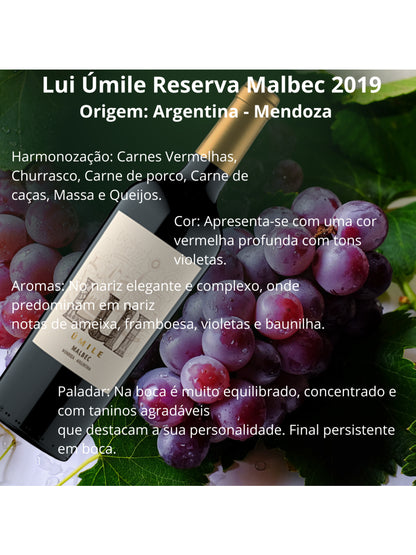 VINHO LUI ÚMILE RESERVA MALBEC 750 ML