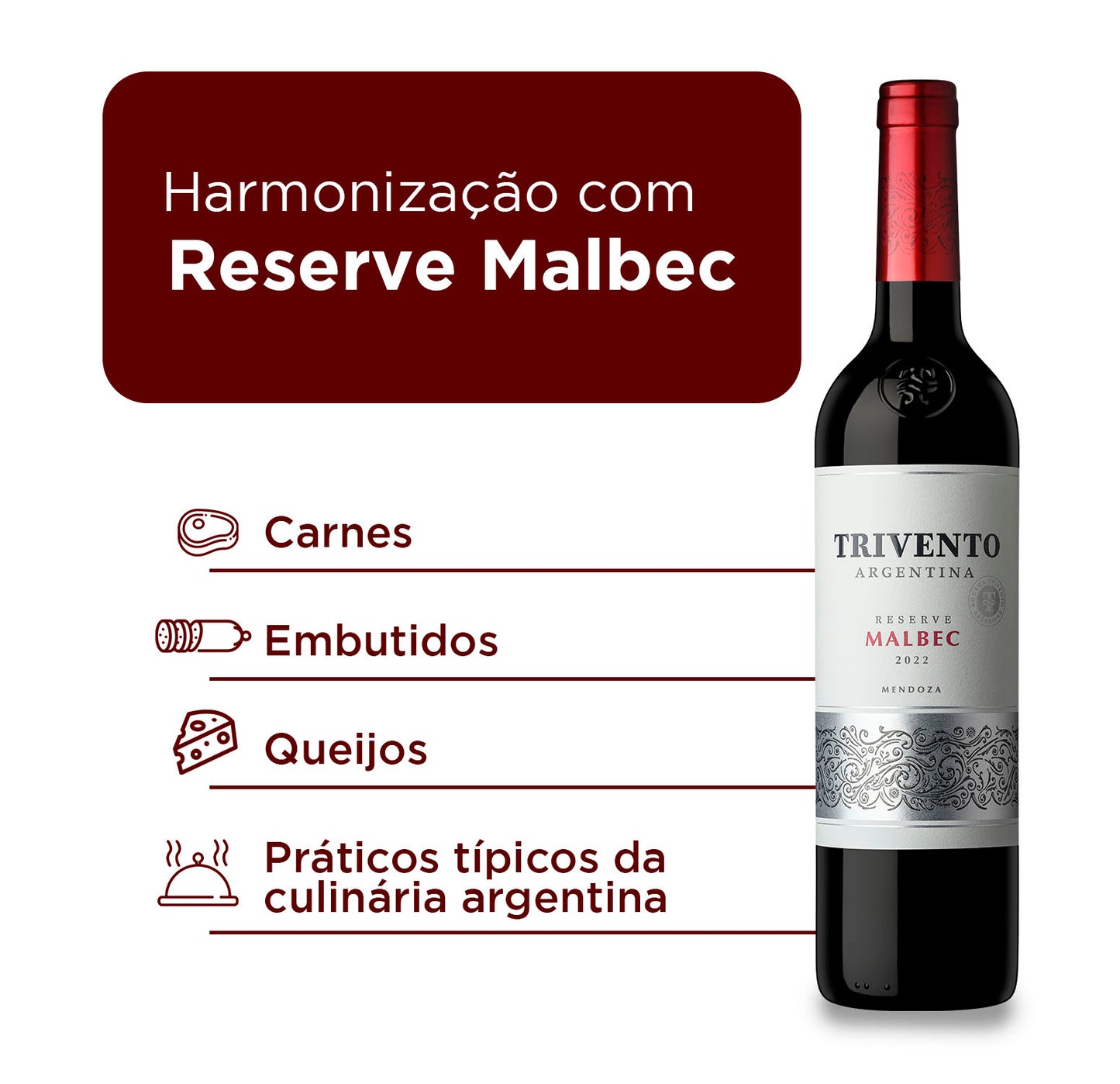 Vinho Tinto Argentino Trivento Reserve Malbec Seco 750 ml