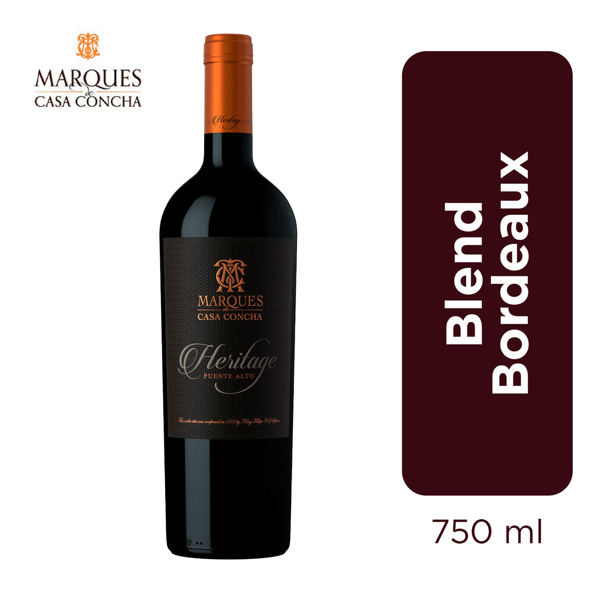 Vinho Tinto Chileno Marques De Casa Concha Heritage Cabernet Sauvignon 750ml