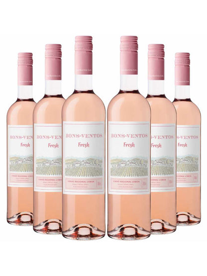 Kit 6 Garrafas Vinho Rose Bons Ventos Fresh 750ml