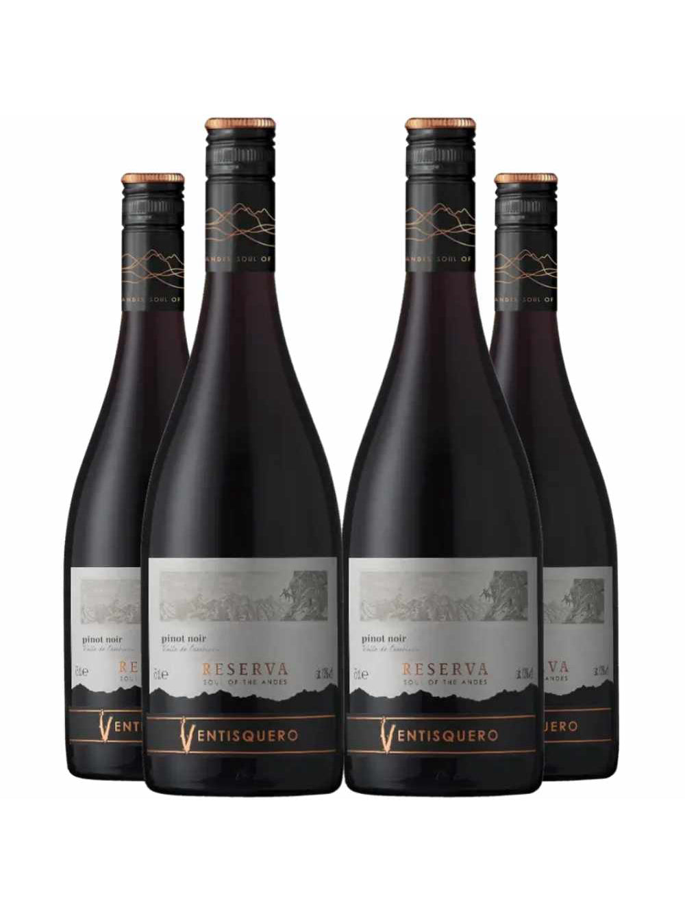 Vinho Tinto Ventisquero Reserva Pinot Noir 750ml Kit 4 Garrafas