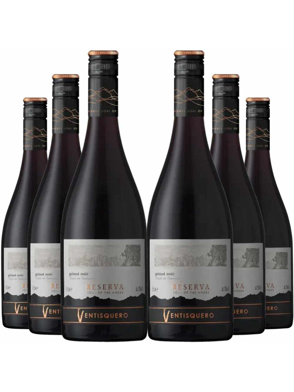 Kit 6 Garrafas Vinho Tinto Ventisquero Reserva Pinot Noir 750ml