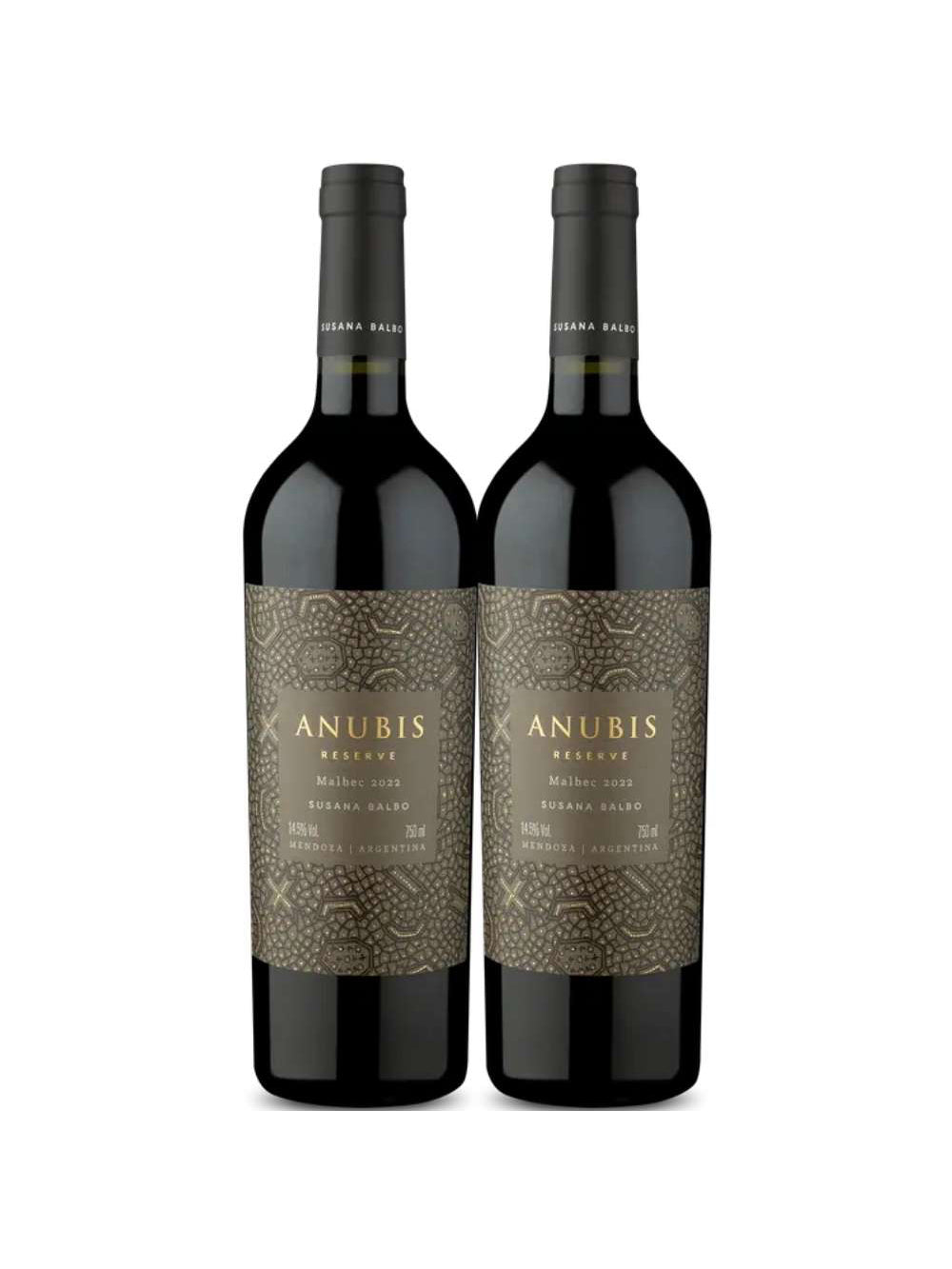 Kit 2 Garrafas Vinho Tinto Anubis Reserva Malbec 750ml