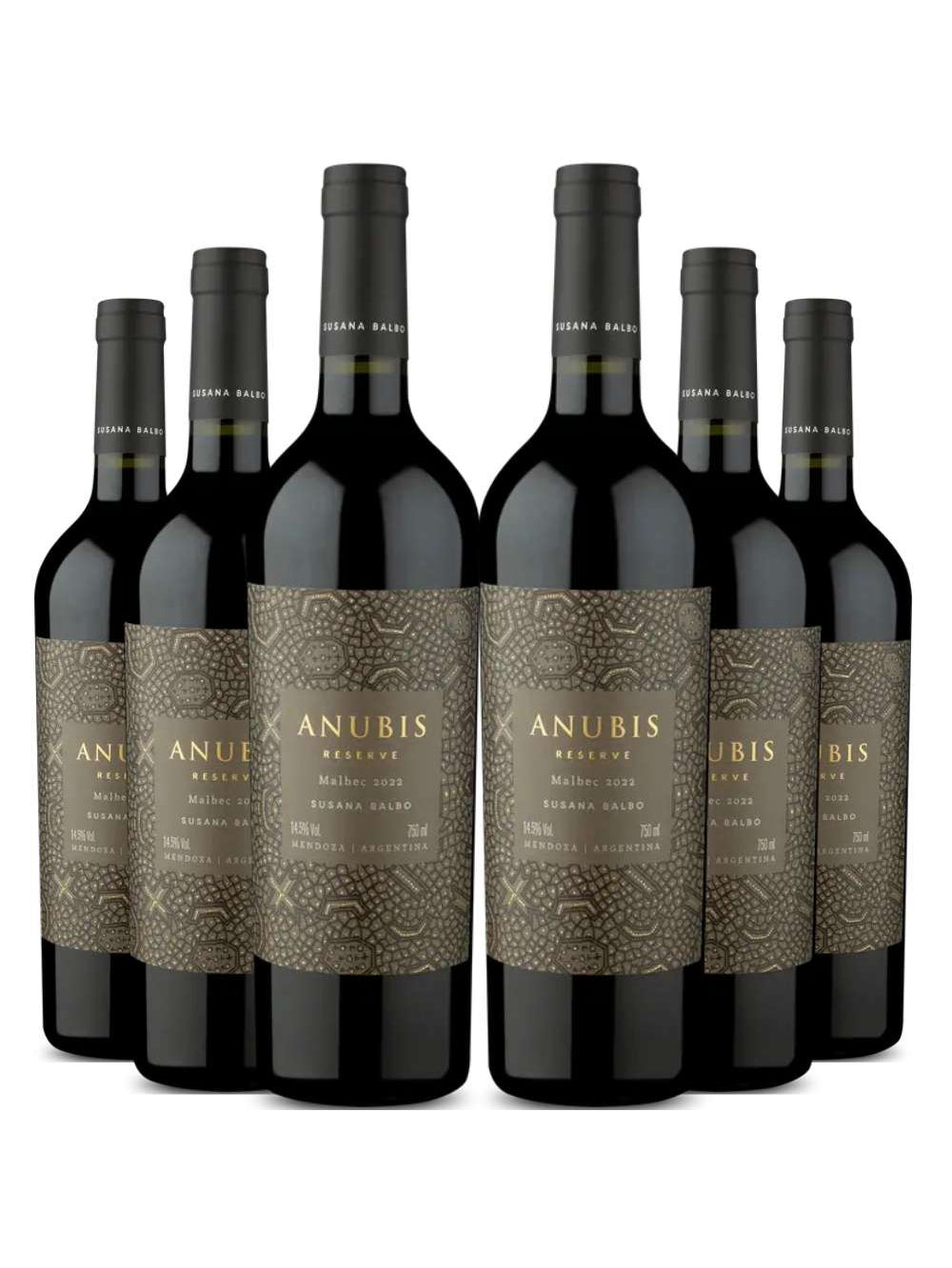 Kit 6 Garrafas Vinho Tinto Anubis Reserva Malbec 750ml