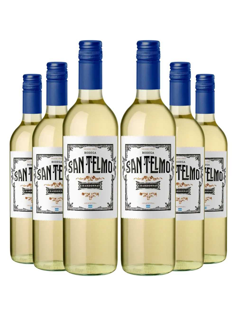 Kit 6 Garrafas Vinho Branco San Telmo Chardonnay 750ml