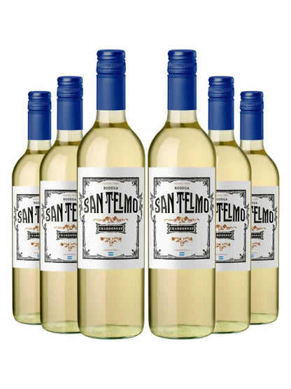 Kit 6 Garrafas Vinho Branco San Telmo Chardonnay 750ml