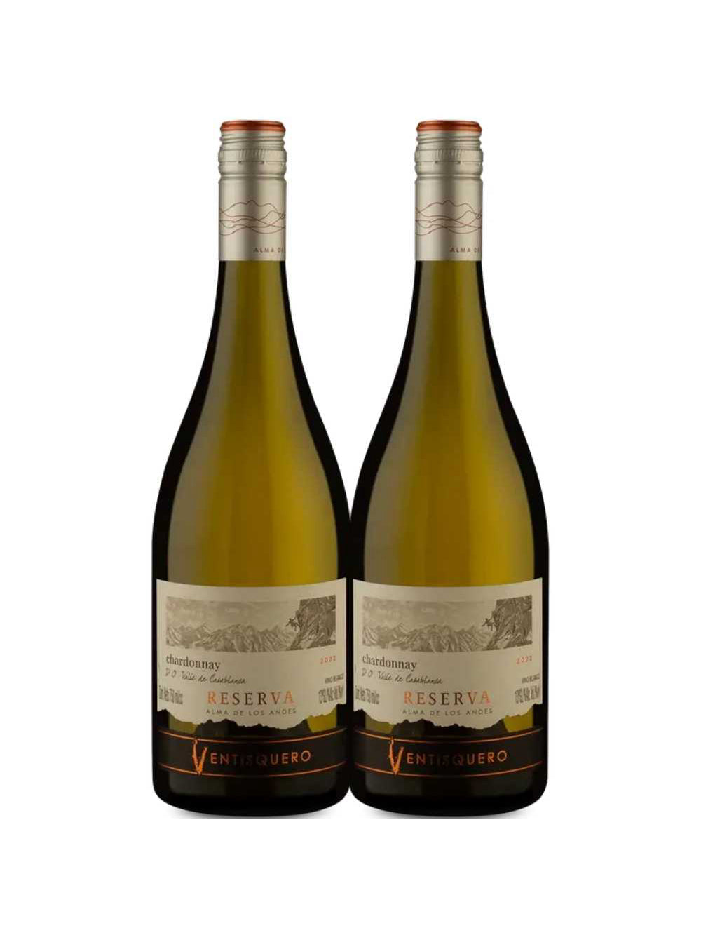 Kit 2 Garrafas Vinho Branco Ventisquero Reserva Chardonnay 750ml