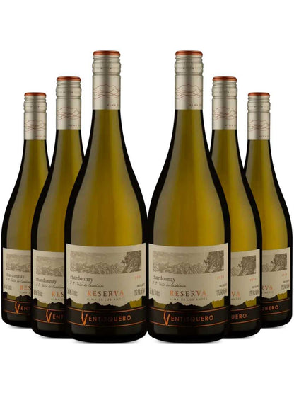 Kit 6 Garrafas Vinho Branco Ventisquero Reserva Chardonnay 750ml