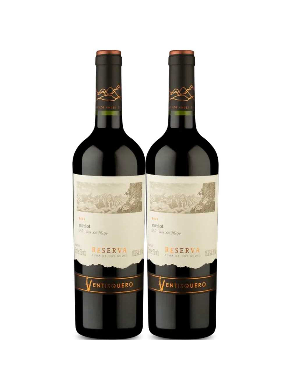 Kit 2 Garrafas Vinho Tinto Ventisquero Reserva Merlot 750ml