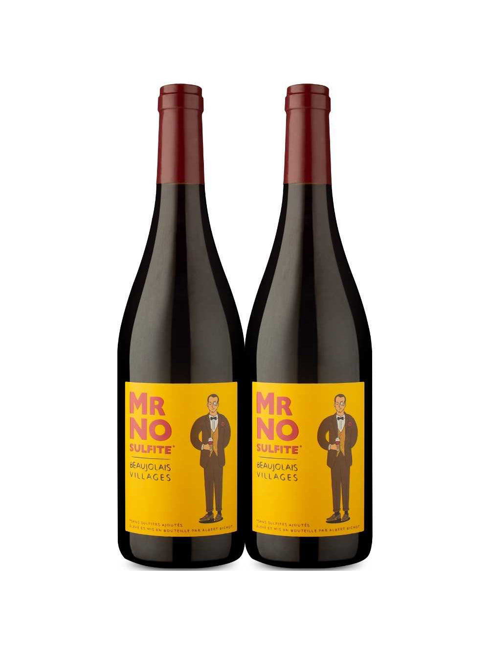 Kit 2 Garrafas Vinho Tinto Albert Bichot Mr No Sulfite Beaujolais Villages 750ml