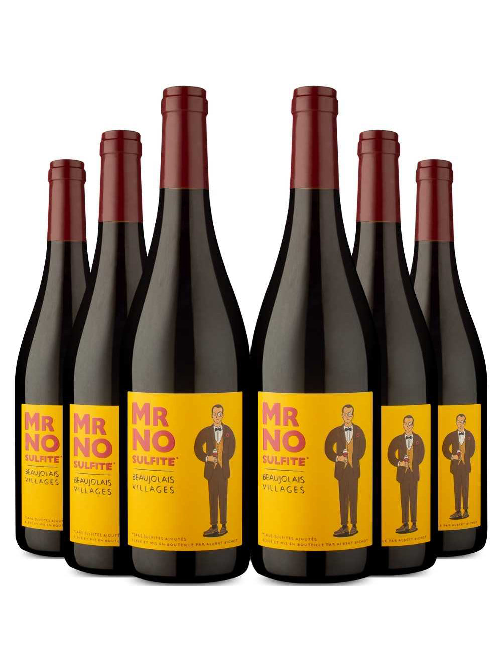 Kit 6 Garrafas Vinho Tinto Albert Bichot Mr No Sulfite Beaujolais Villages 750ml